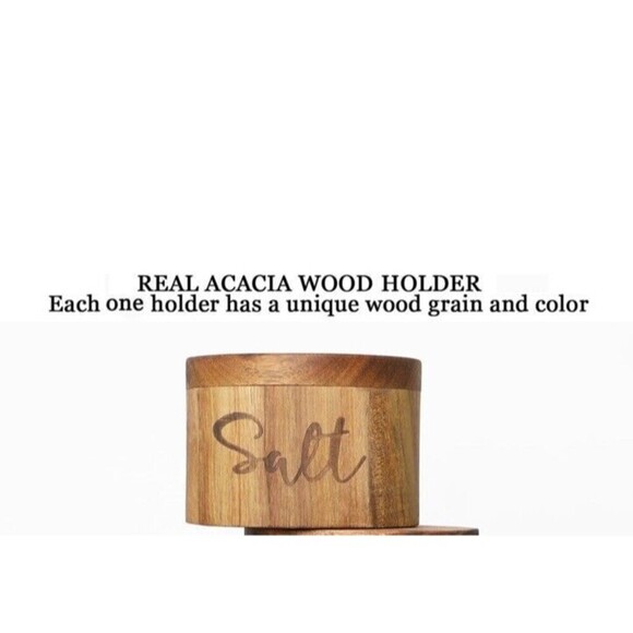 Acacia Wood Salt or Spice Box with Swivel Cover Perfect for Keeping Table Salt - Picture 5 of 5